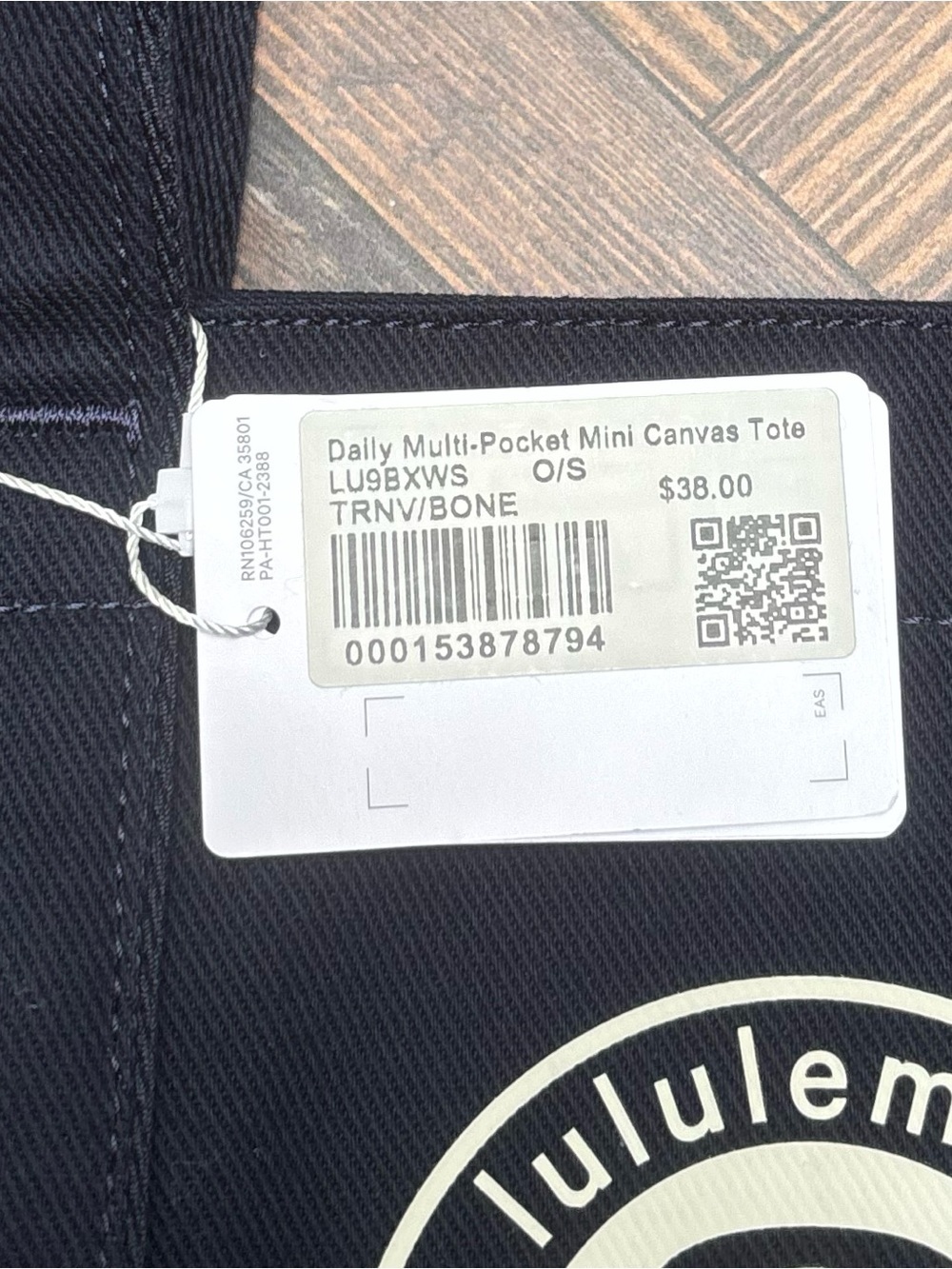 NWT Lululemon Daily Multi Pocket Mini Canvas Tote Bag In True Navy/Bone - Picture 6 of 9